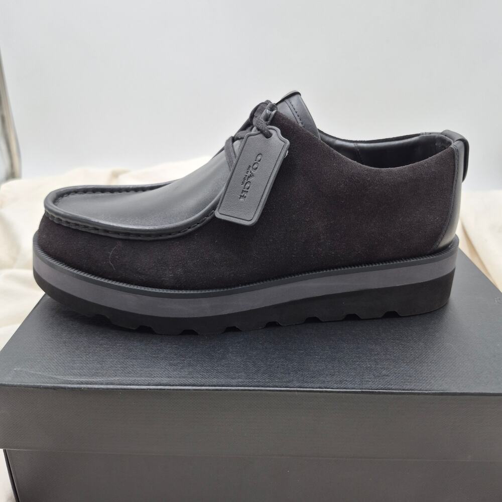NEW Coach Scott Apron Toe Boot Store Moc toe black leather Men's size 7 D